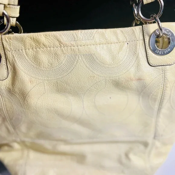 Women's Vintage Coach Yellow tote bag in soft yellow and Tiffany